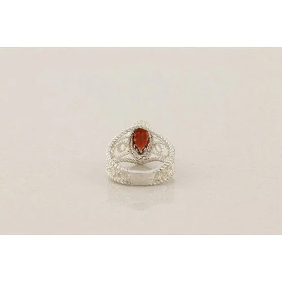 Sterling Silver Natural Garnet Ring Size 6 - Picture 7 of 7